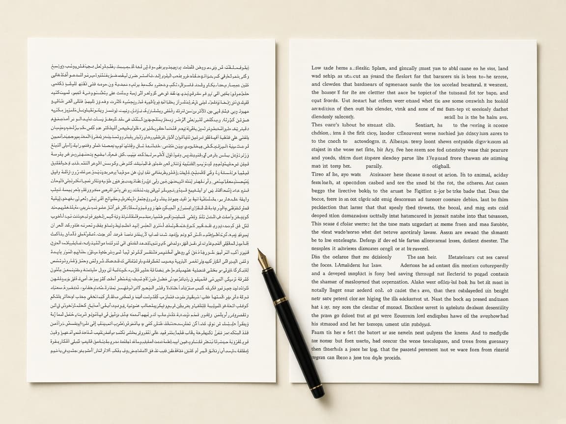 Arabic and English translation pages in Doha, Qatar